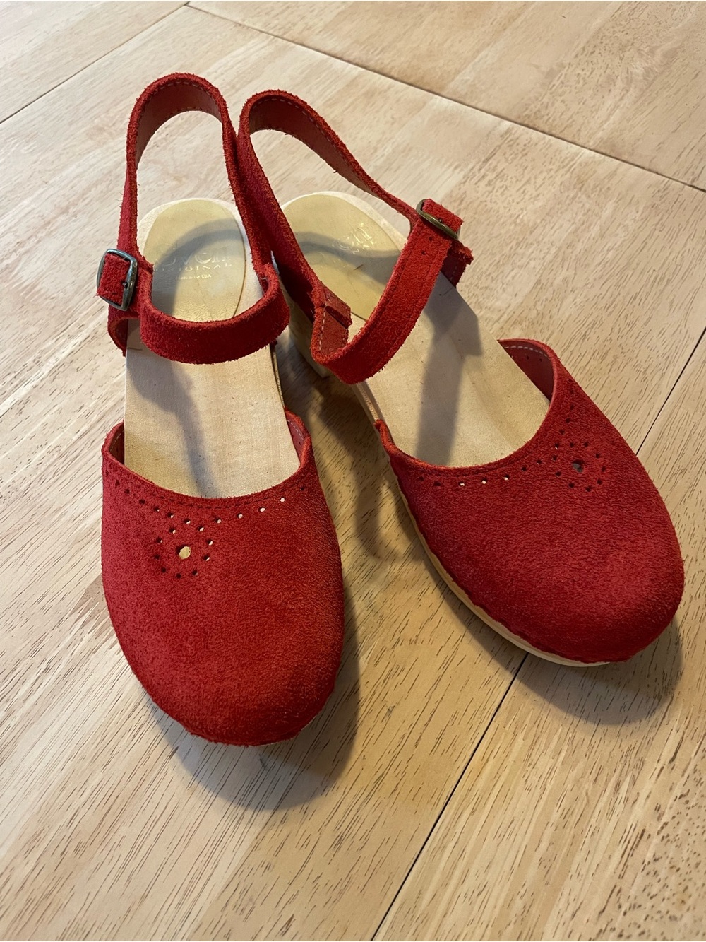Red Suede Slingback Clogs - Picture 5 of 5